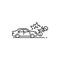 Car crash, damage or road accident thin line icon