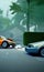 Car crash on a residential street AI illustration