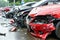 Car crash road accident insurance pay wreck broken vehicle traffic jam collision damaged auto bumper danger emergency