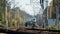 A car crosses A level crossing in front of a moving train