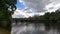 Car crossing the river bridge