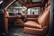 car with custom cabin, including seats in leather and wood trim accessories