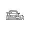 Car damage, collision or accident thin line icon