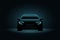 Car dark headlight background. Supercar light concept modern performance power silhouette in night vector car background