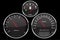 Car dashboard black gauges set. Speedometer, tachometer, fuel gauge