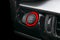 Car dashboard with focus on Red engine start stop button, car interior details.