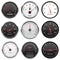 Car dashboard gauges. With metal frame. Collection of speed, fuel devices