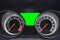 Car dashboard modern automobile control and green screen with cl