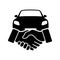 Car Deal with Hand shake icon. Line Business shaking concept. Car dealer making a deal handshake vector illustration