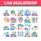 Car Dealership Shop Collection Icons Set Vector