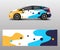 Car decal graphic vector wrap vinyl sticker. Graphic abstract wave shape designs for branding, race and drift car template design