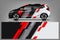 Car decal wrap design . Graphic abstract stripe racing background kit designs for vehicle, race car, rally, adventure and li