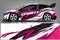 Car decal wrap design vector. Graphic abstract stripe racing background kit designs for vehicle, race car, rally, adventure and li