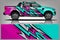 Car decal wrap design vector. Graphic abstract stripe racing background kit designs for vehicle, race car, rally, adventure and li