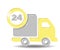 Car delivery icon, 24 hour delivery symbol