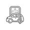 Car disinfection black line icon. Automatic car wash. Pictogram for web, mobile app, promo. UI UX design element.