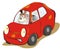 Car and dog, humorous vector illustration
