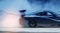 Car drifting, Blurred of image diffusion race drift car with lots of smoke from burning tires on speed track