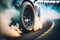 Car drifting, Blurred image diffusion race drift car with lots of smoke from burning tires on speed track, illustration ai
