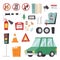 Car drive service elements concept with flat icons and mechanic equipment vector.