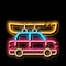 Car Driven Boat Canoeing neon glow icon illustration
