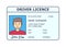 Car driver licence identification. Driver licence plastic card with man photo.