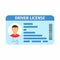 Car driver license with photo. Id card, person data