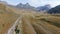 Car driving through Durmitor National Park, Dinaric Alps, Montenegro