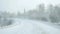 Car driving on snow road during snowfall in slowmotion. 1920x1080