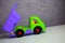 Car, dump truck, bright different colors of parts