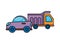 Car and dump truck child toy flat style icon