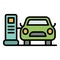 Car electrical refueling icon color outline vector