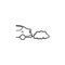Car emitting exhaust fumes hand drawn outline doodle icon.