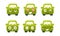 Car emoticons set, cute green car cartoon characters showing different emotions vector Illustration