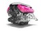 Car engine cast iron magenta with starter isolated 3d render on white background with shadow