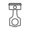 Car engine piston. Thick line art icon of pump detail. Black simple illustration of motor part. Contour isolated vector image on