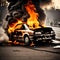 A car engulfed in flames - ai generated image