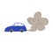 Car with Exhaust Smoke Cloud, Ecological Problem, Air Pollution Vector Illustration