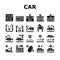Car Factory Production Collection Icons Set Vector