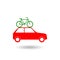 Car family roof bike icon with shadow