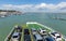 Car ferry Cowes harbour Isle of Wight with blue sky