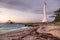 Car Ferry Pier Lighthouse Dramatic Sky Sunset Colors Caribbean Beach Cozumel