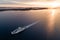 Car ferry with Ugljan island in background at dusk, Croatia