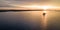 Car ferry with Ugljan island in background at dusk, Croatia