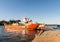 Car ferry on the Valdivia River, near the city of the same name, in the Rio Region, in southern Chile