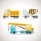 Car Flat Icon Set with Construction Equipment Set 1