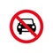 Car forbidden icon, vehicle prohibited symbol sign, no car parking