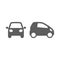 Car, front and profile, small design vector icon.