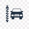 Car front view beside a traffic meter vector icon isolated on tr