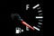 Car Fuel Gauge Showing Empty, close up